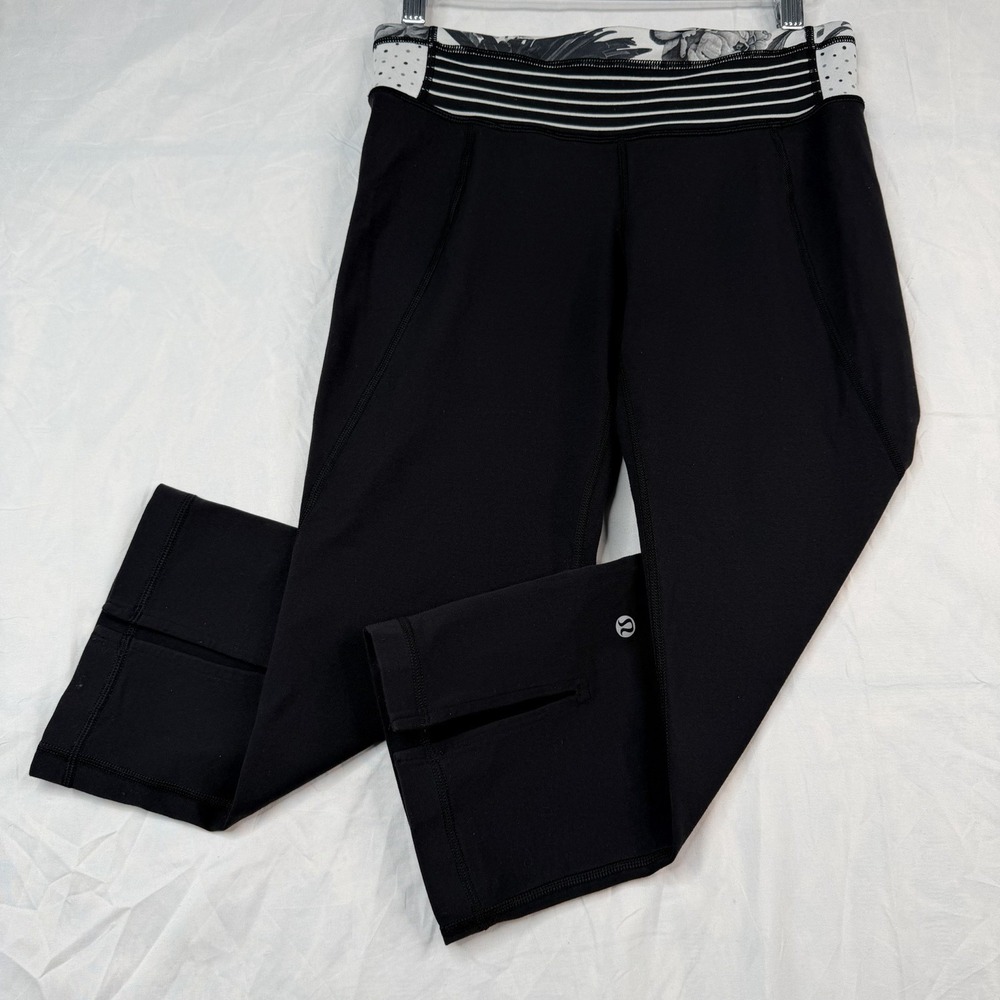 Lululemon Women's Black Capri Leggings‎ Athletic No SZ Tag On. SZ-28X21